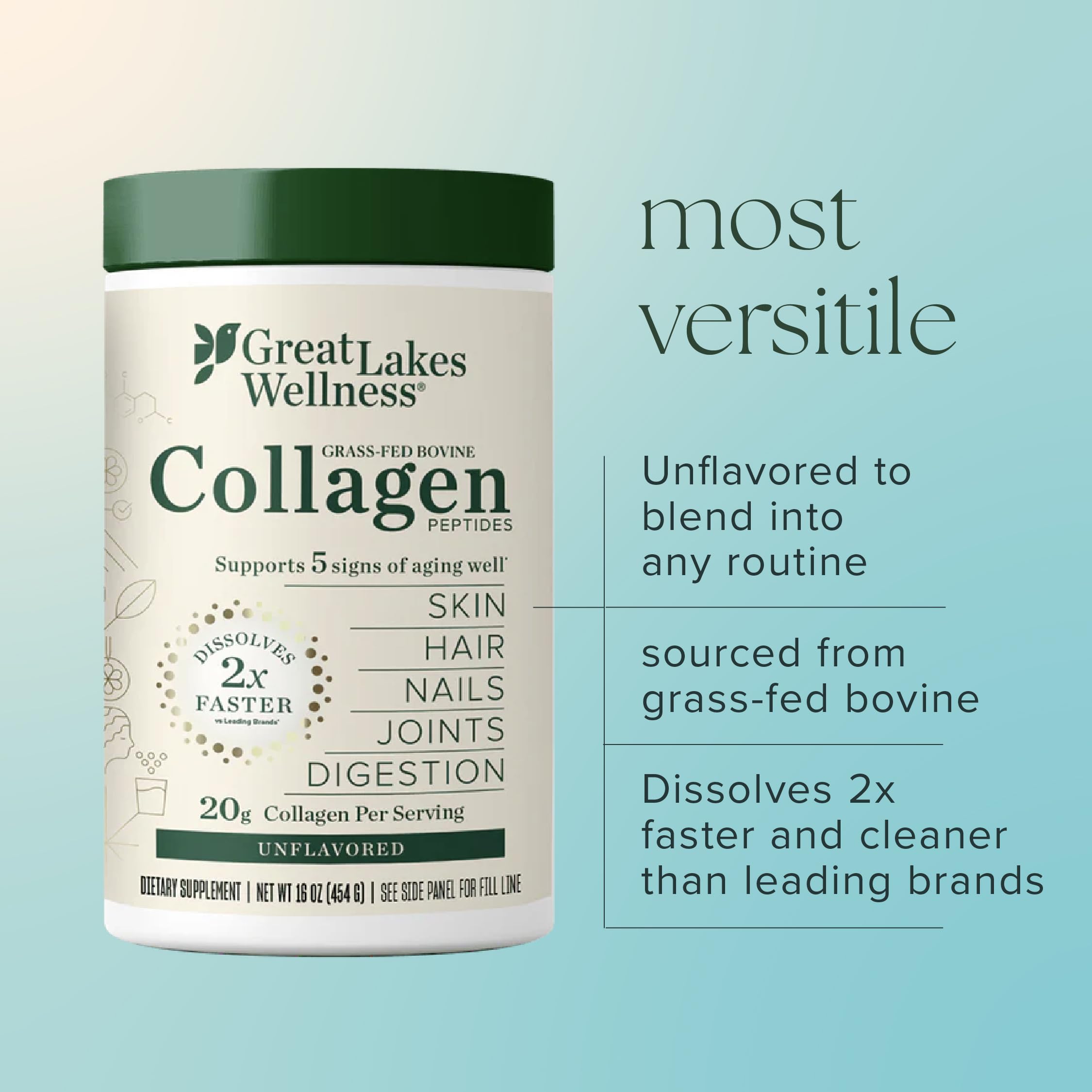 Great Lakes Wellness Collagen Powder 283g close-up of texture