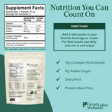 Great Lakes Wellness Flavoured Collagen Peptides Powder on a kitchen counter