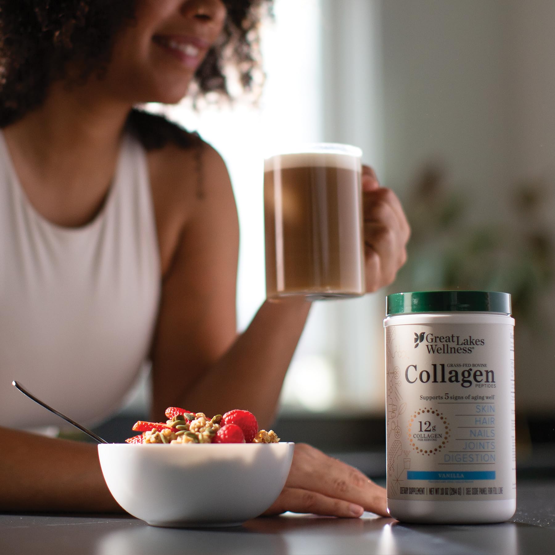 Great Lakes Wellness Flavoured Collagen Peptides Powder packaging