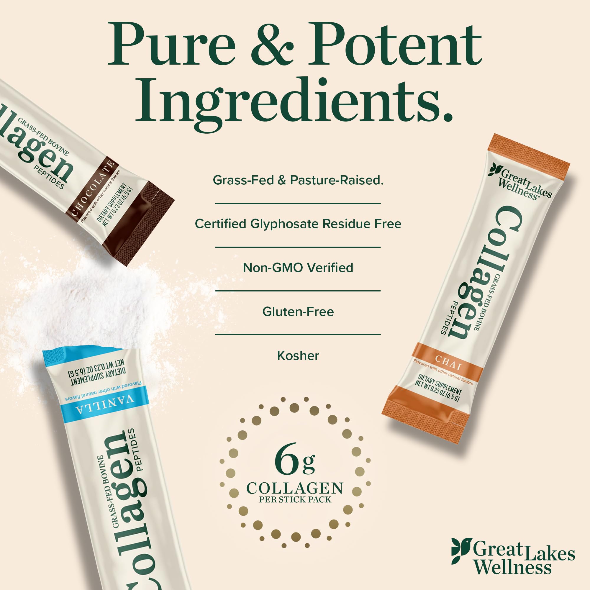 Great Lakes Wellness Flavoured Collagen Peptides Powder scoop