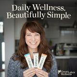 Great Lakes Wellness Flavoured Collagen Peptides Powder with fresh fruits