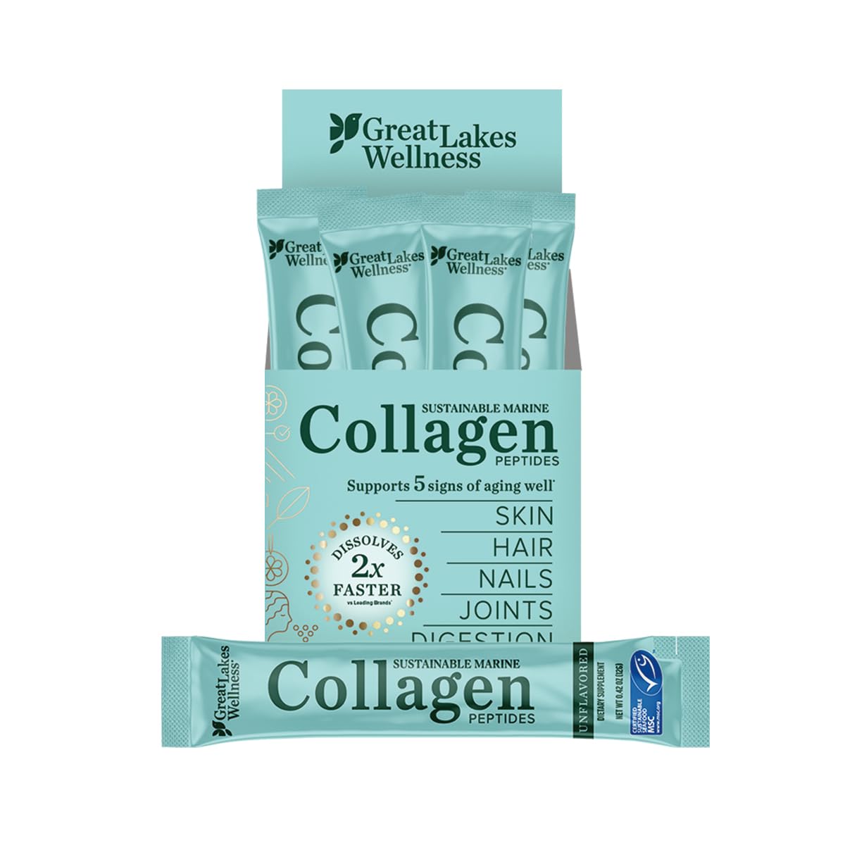 Great Lakes Wellness Marine Collagen Powder front view packaging