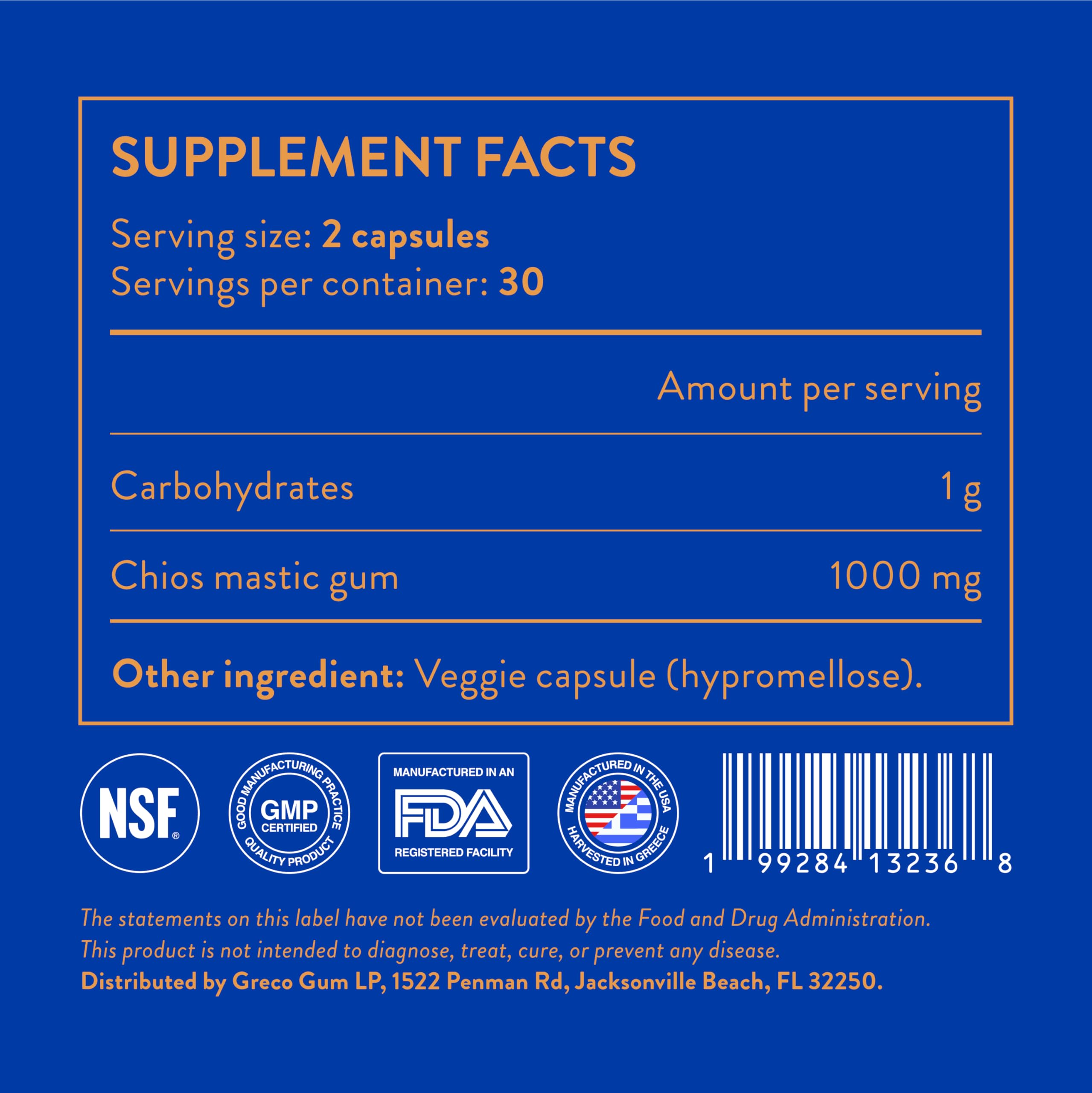 Greco Gum Mastic Gum Capsules 500mg with measuring spoon