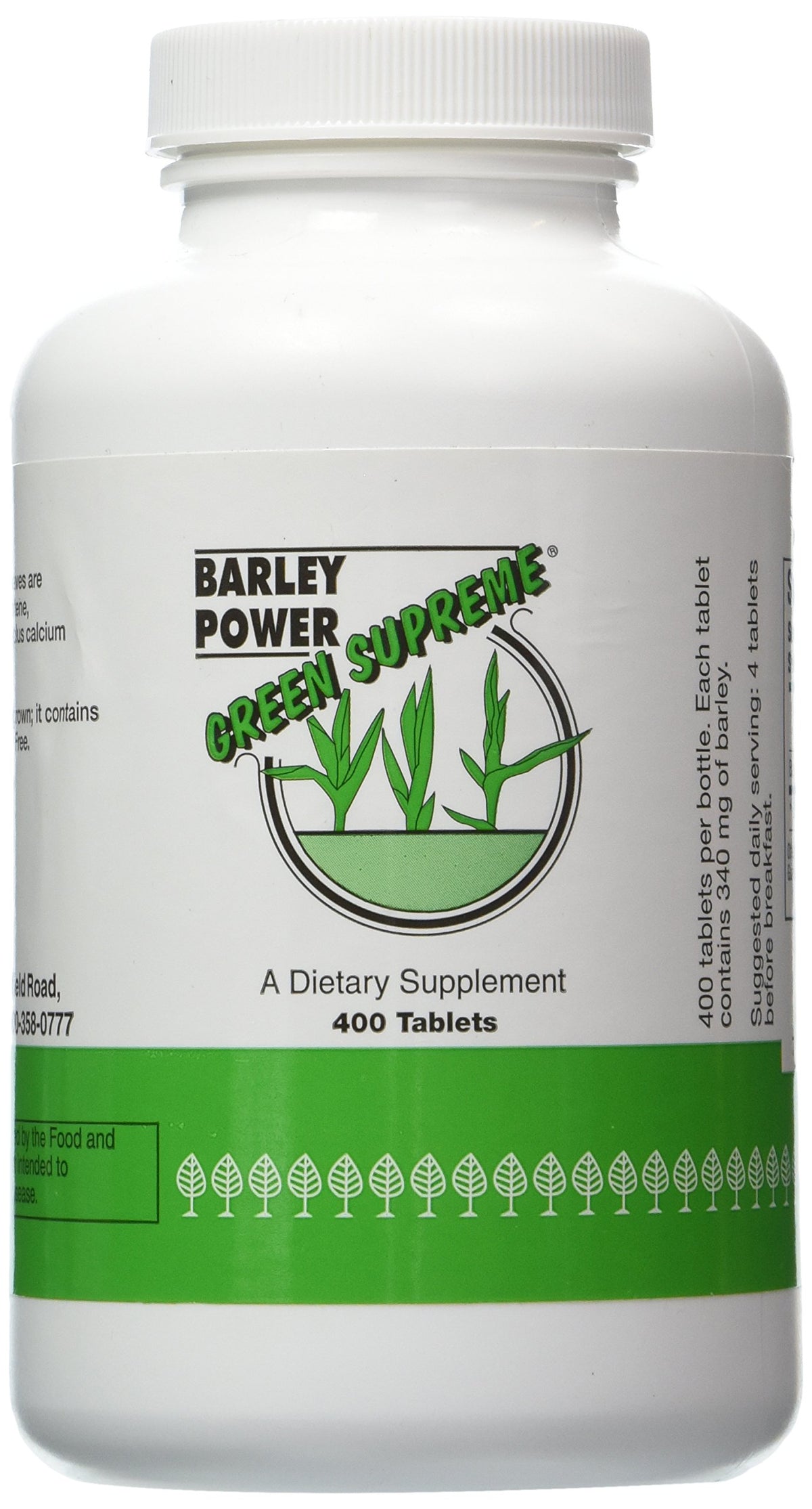 Green Barley Power 400 Count Tablets front view