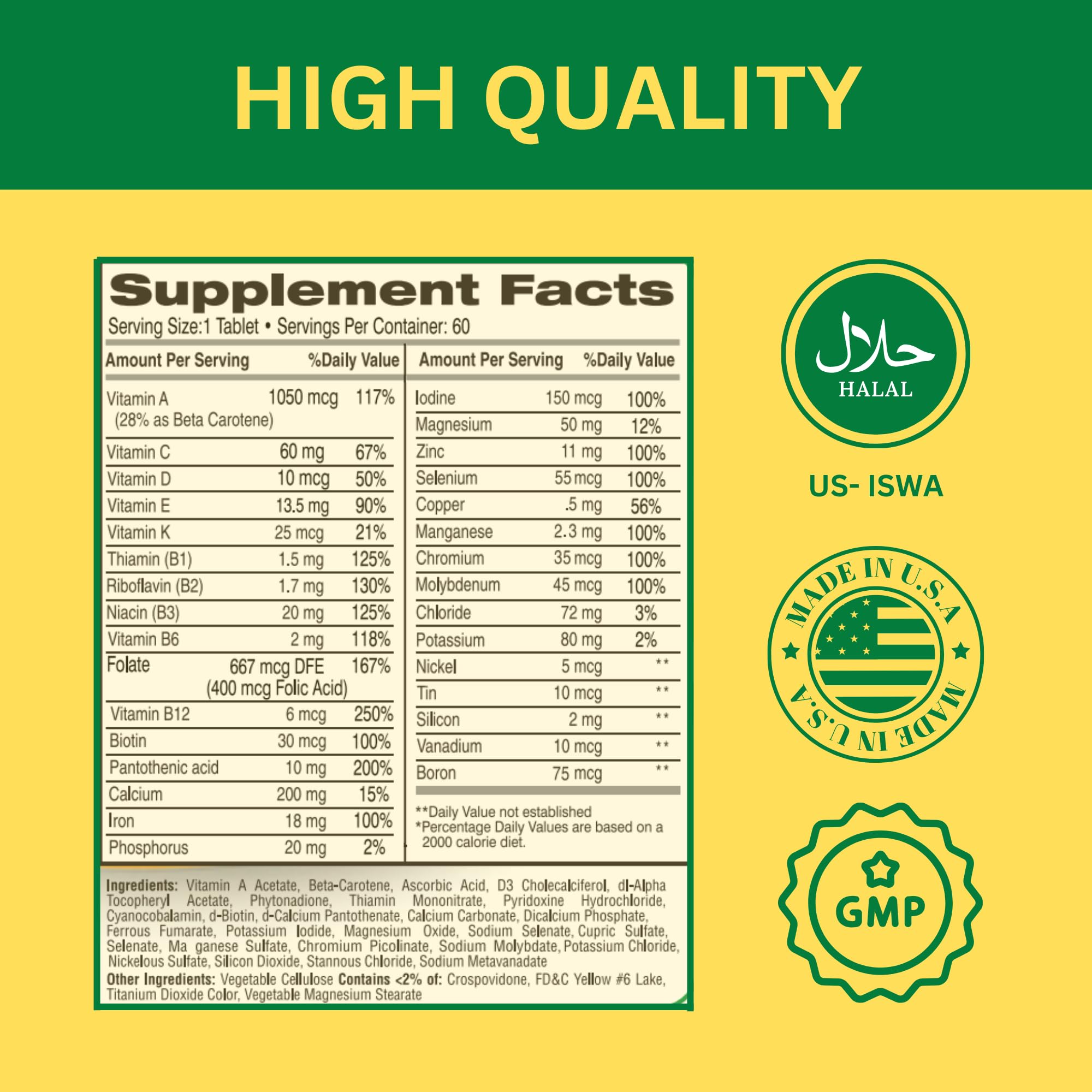 GREEN FIELD NUTRITIONS Halal Multivitamin with a glass of water