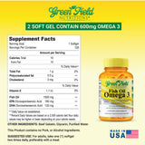 GREEN FIELD NUTRITIONS Halal Omega-3 Fish Oil 600mg softgels bottle with label