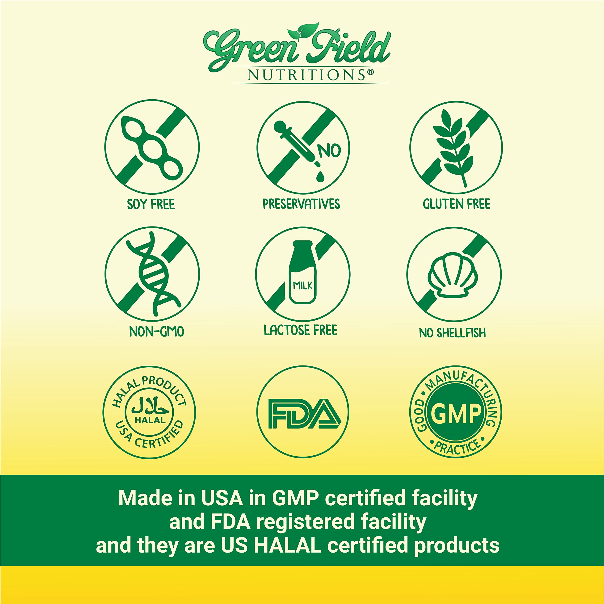 GREEN FIELD NUTRITIONS Halal Omega-3 Fish Oil softgels on a wooden surface