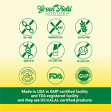 GREEN FIELD NUTRITIONS Halal Omega-3 Fish Oil softgels on a wooden surface