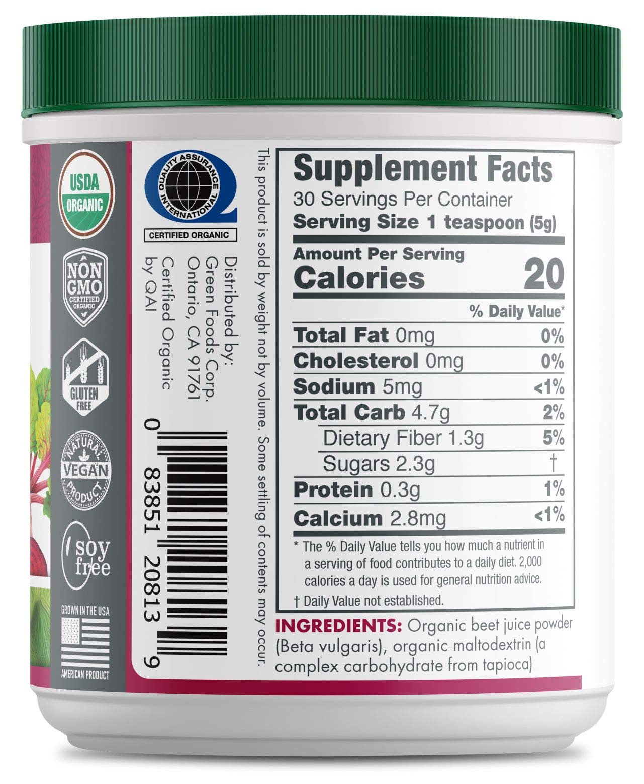 Green Foods Beet Essence 200g packaging details