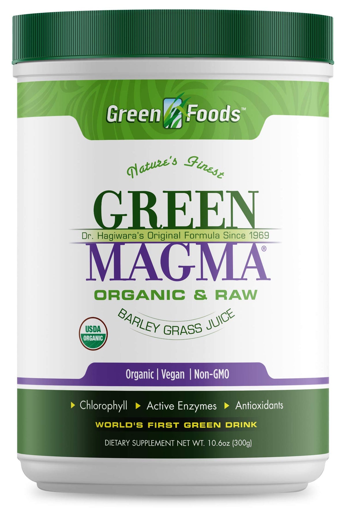 Green Foods Green Magma Organic Barley Grass Powder 358g front view