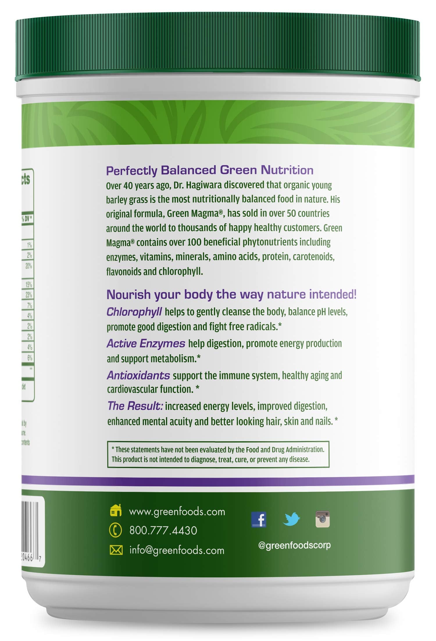 Green Foods Green Magma Organic Barley Grass Powder 358g packaging