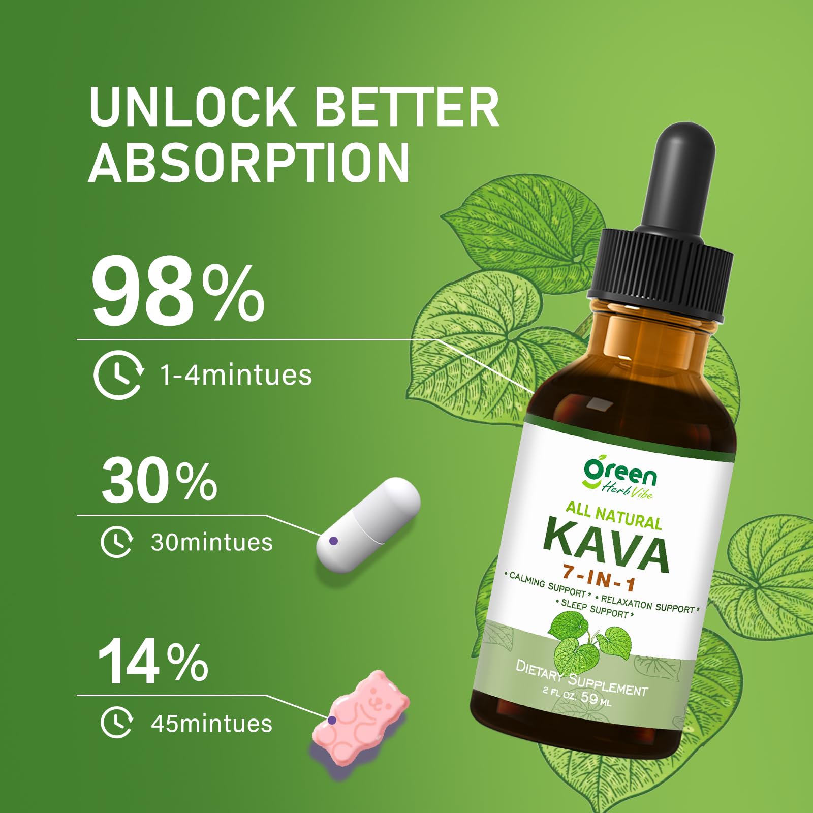 green Herb Vibe Kava Herbal Drops in use with water