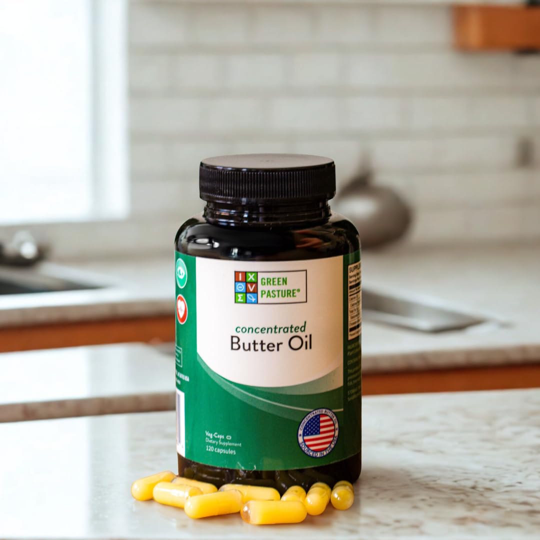 Green Pasture Concentrated Butter Oil 120 Capsules bottle with label