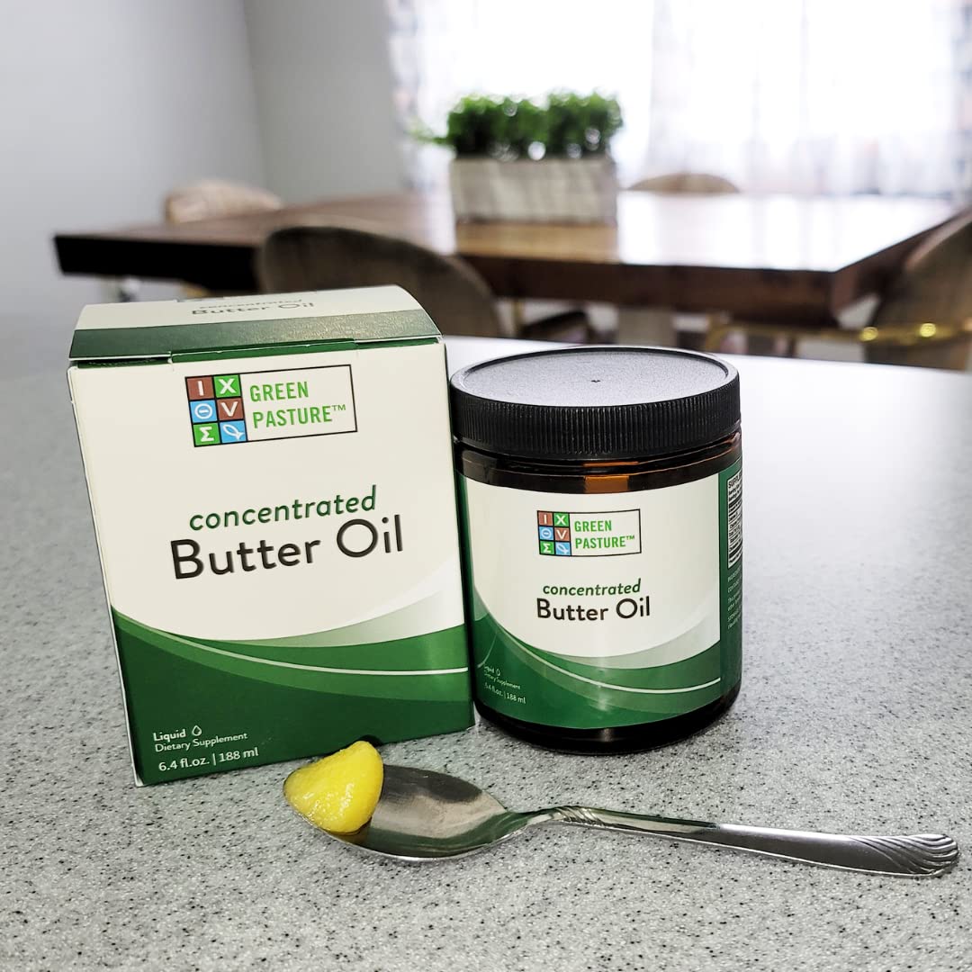 Green Pasture Concentrated Butter Oil 440g back view showing ingredients