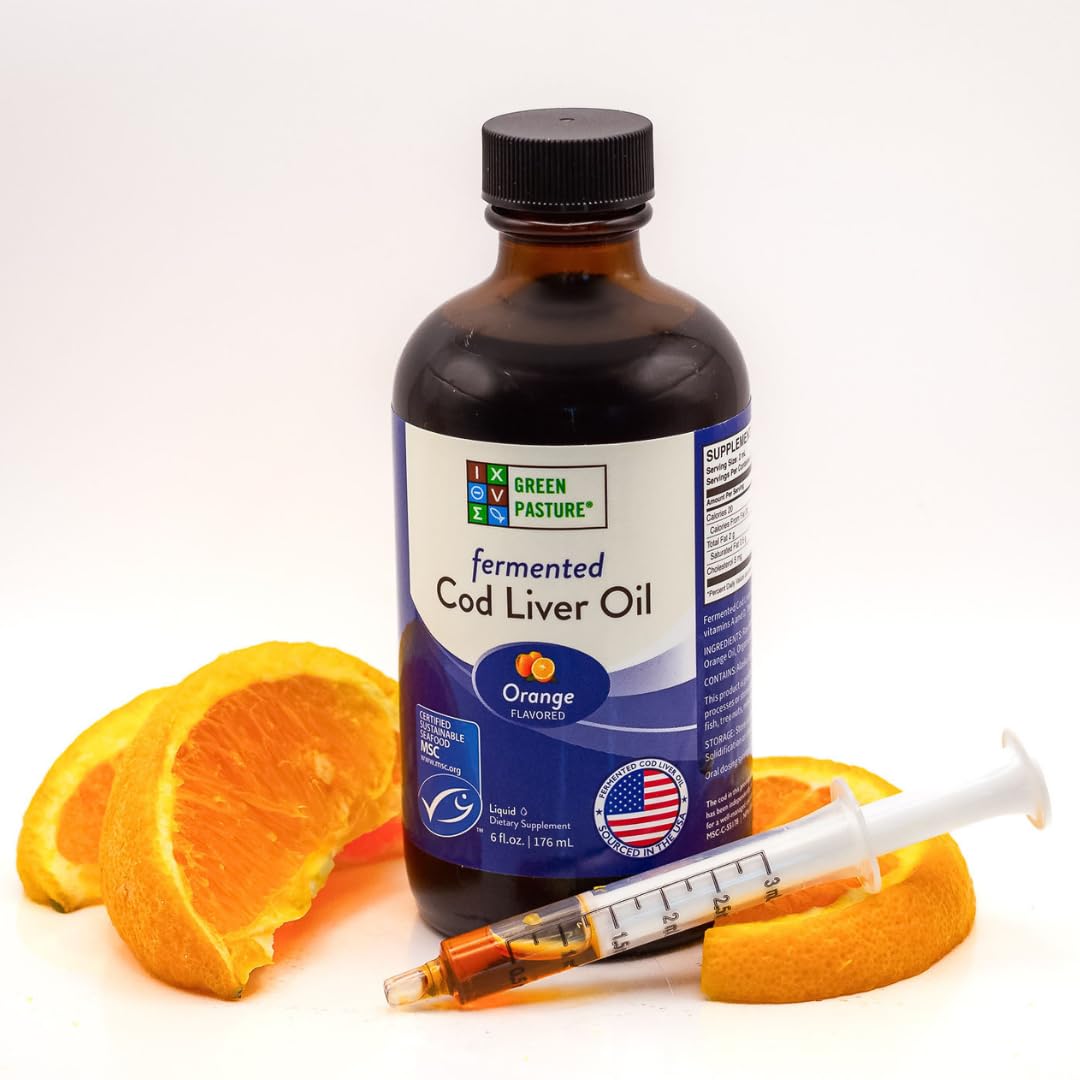Green Pasture Fermented Cod Liver Oil bottle side view