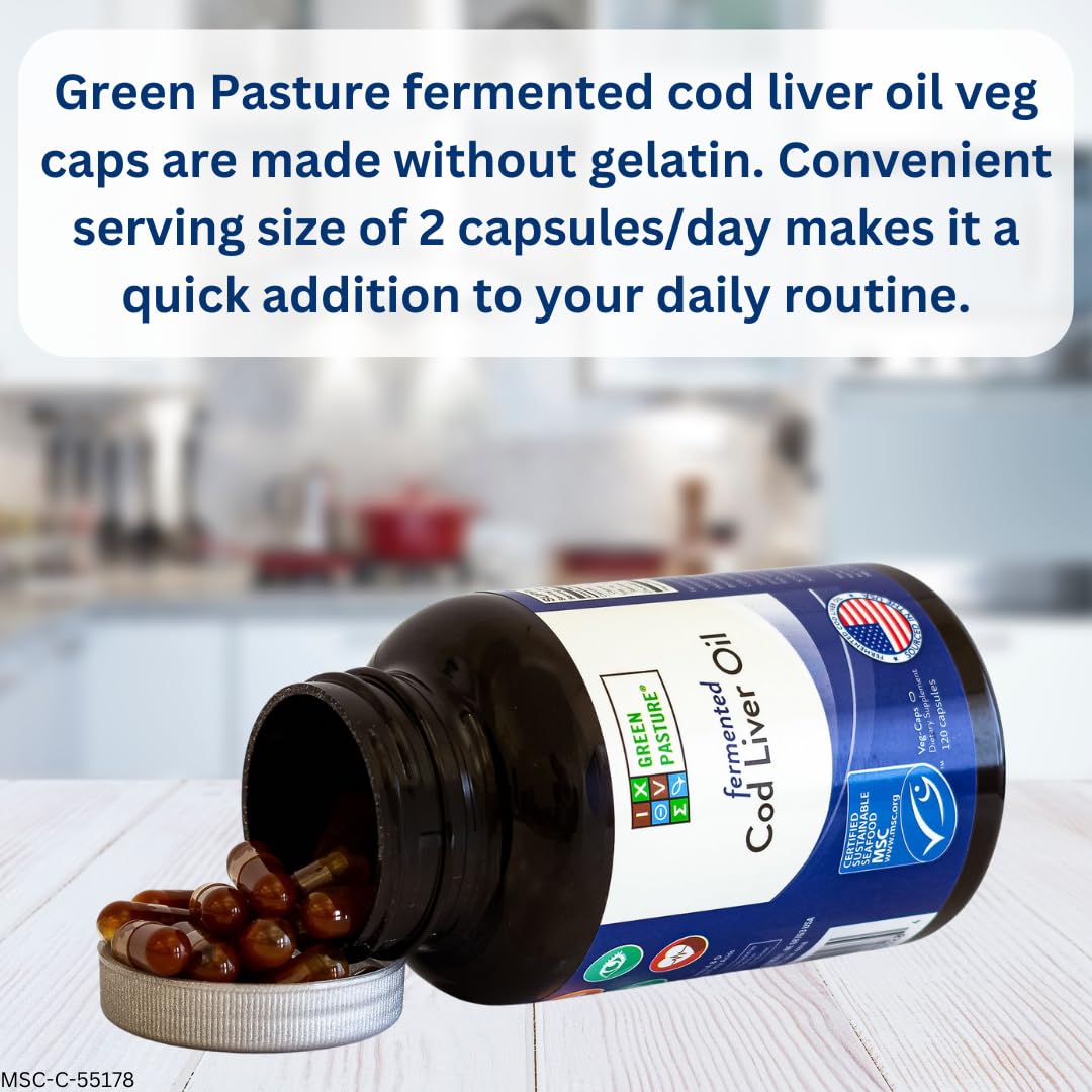 Green Pasture Wild Alaska Cod Liver Oil 136g back view