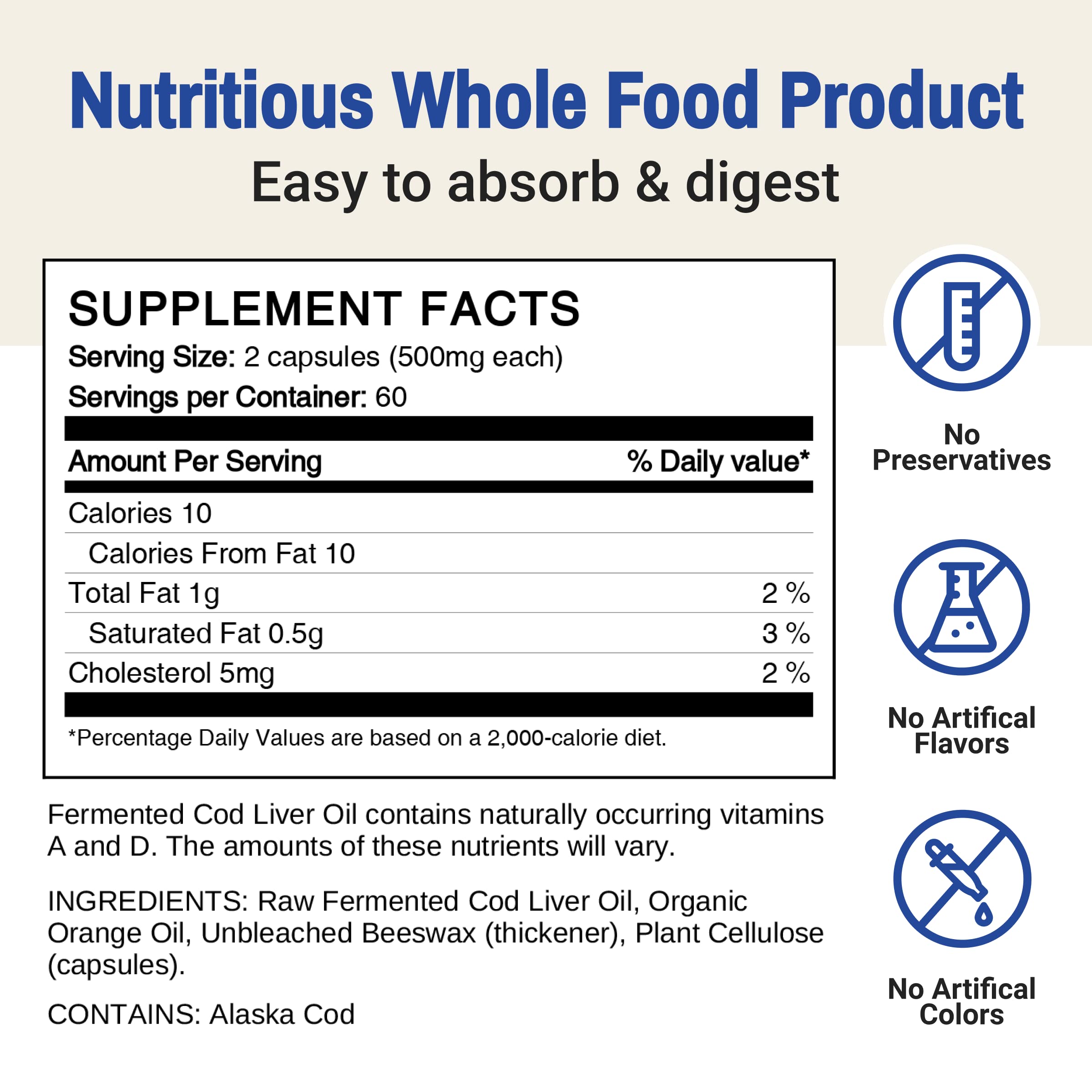 Green Pasture Wild Alaska Fermented Cod Liver Oil packaging details