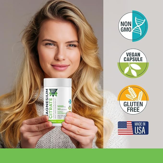 GREEN ROYALTY Magnesium Supplement side view with label details