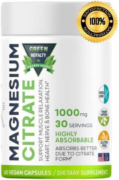 GREEN ROYALTY Magnesium Supplement with ingredients list
