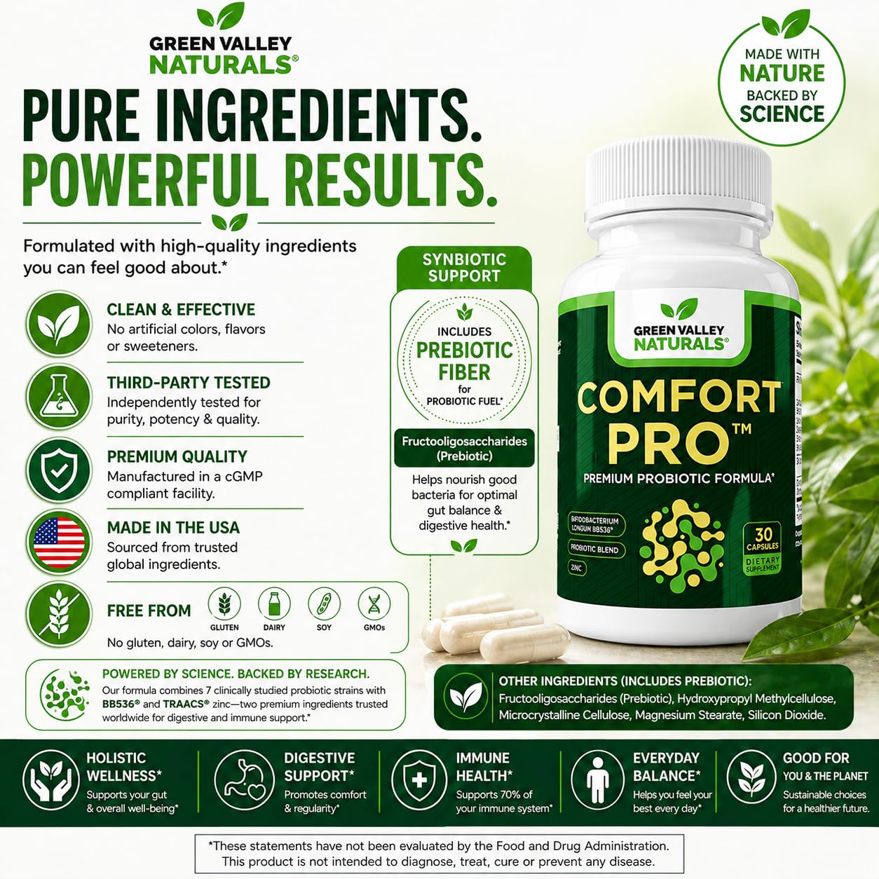 GREEN VALLEY NATURALS ComfortPro Probiotic Supplement usage instructions