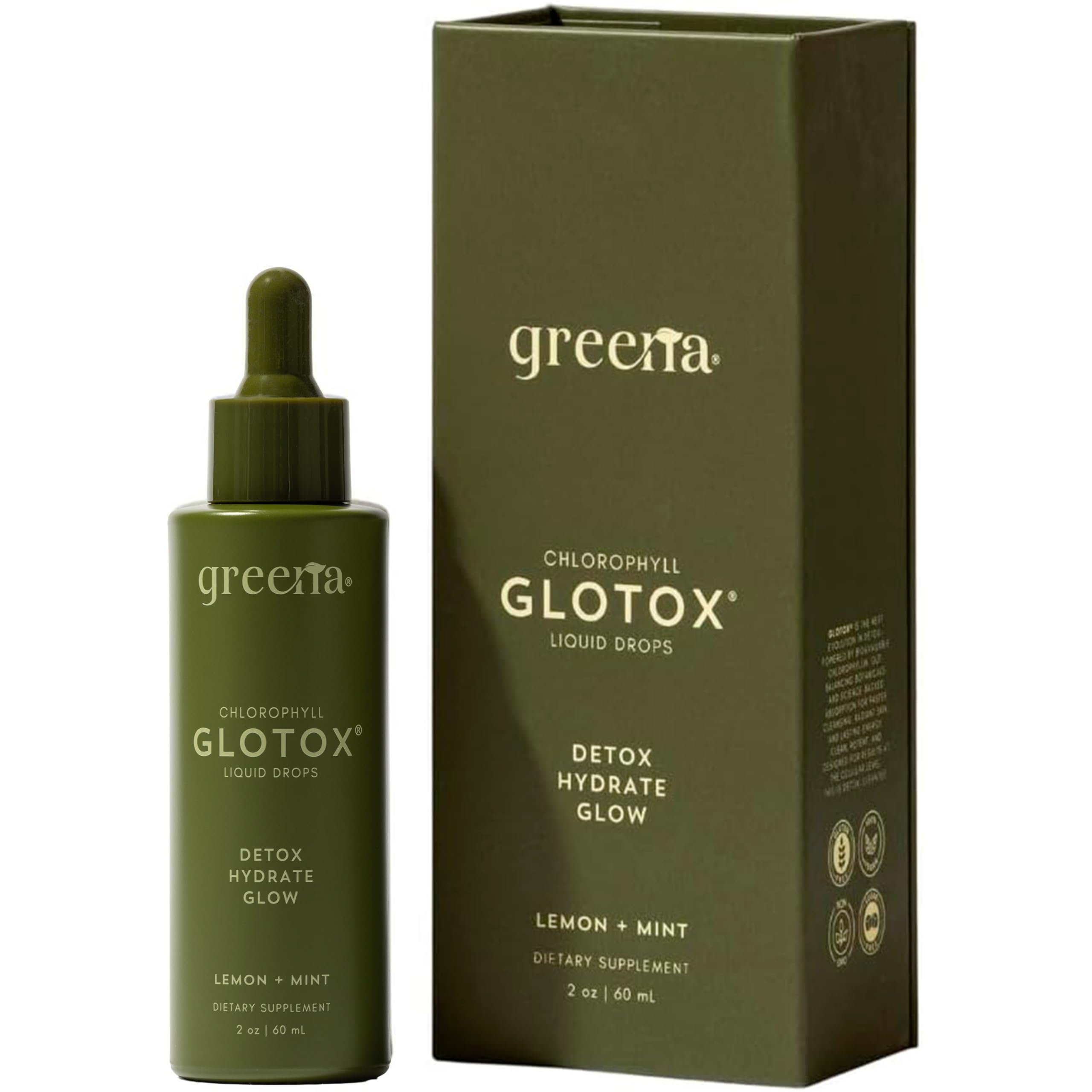 Greena Chlorophyll Drops 3000mg front view with glass bottle