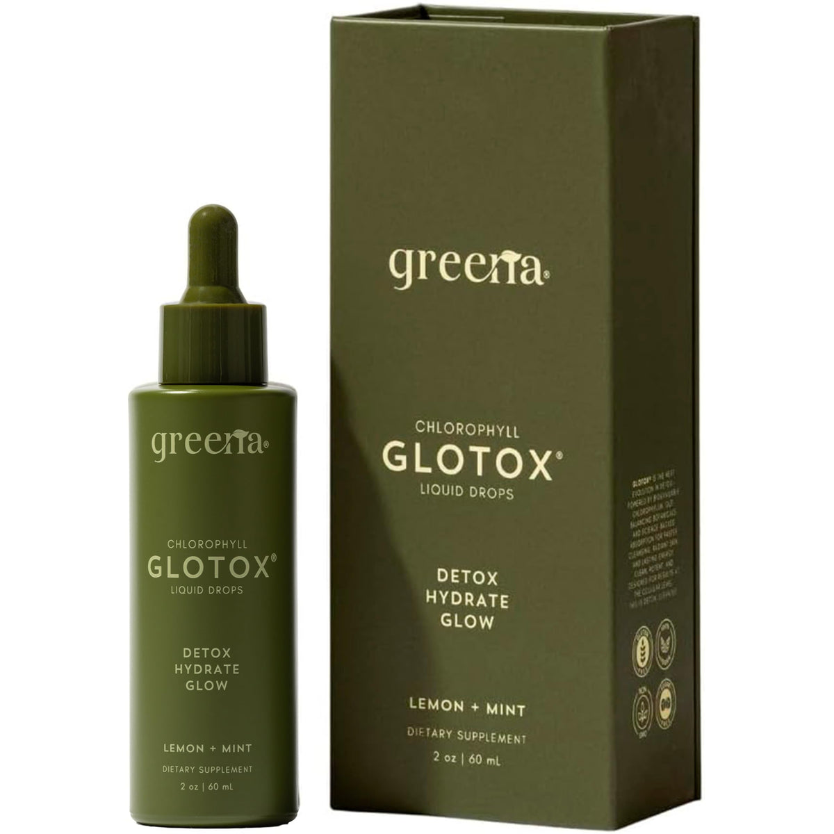 Greena Chlorophyll Drops 3000mg front view with glass bottle