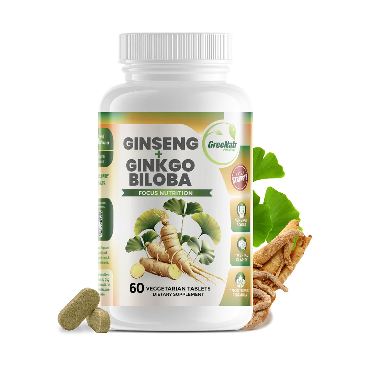 GreeNatr Ginseng Supplement front view of packaging