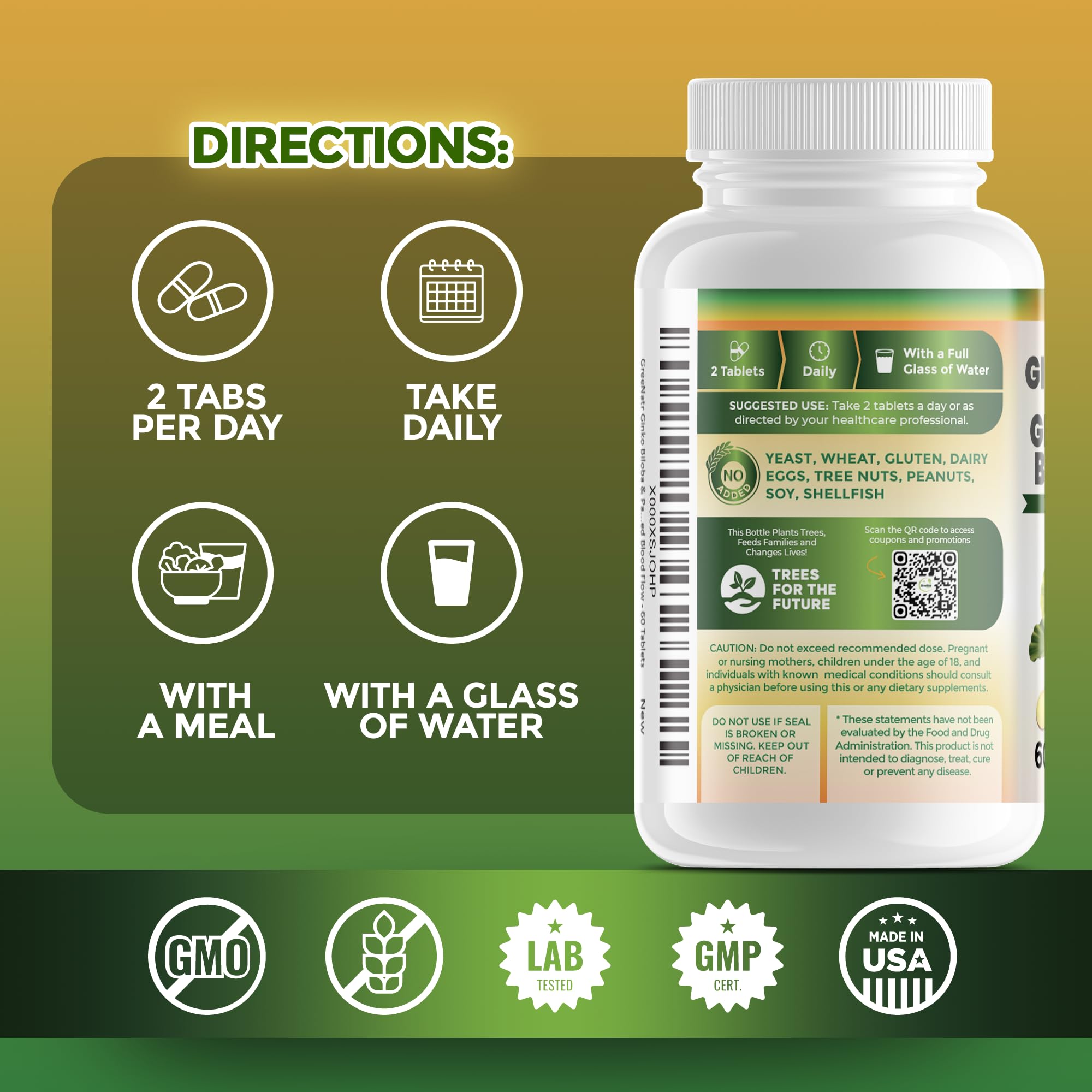 GreeNatr Ginseng Supplement with a glass of water