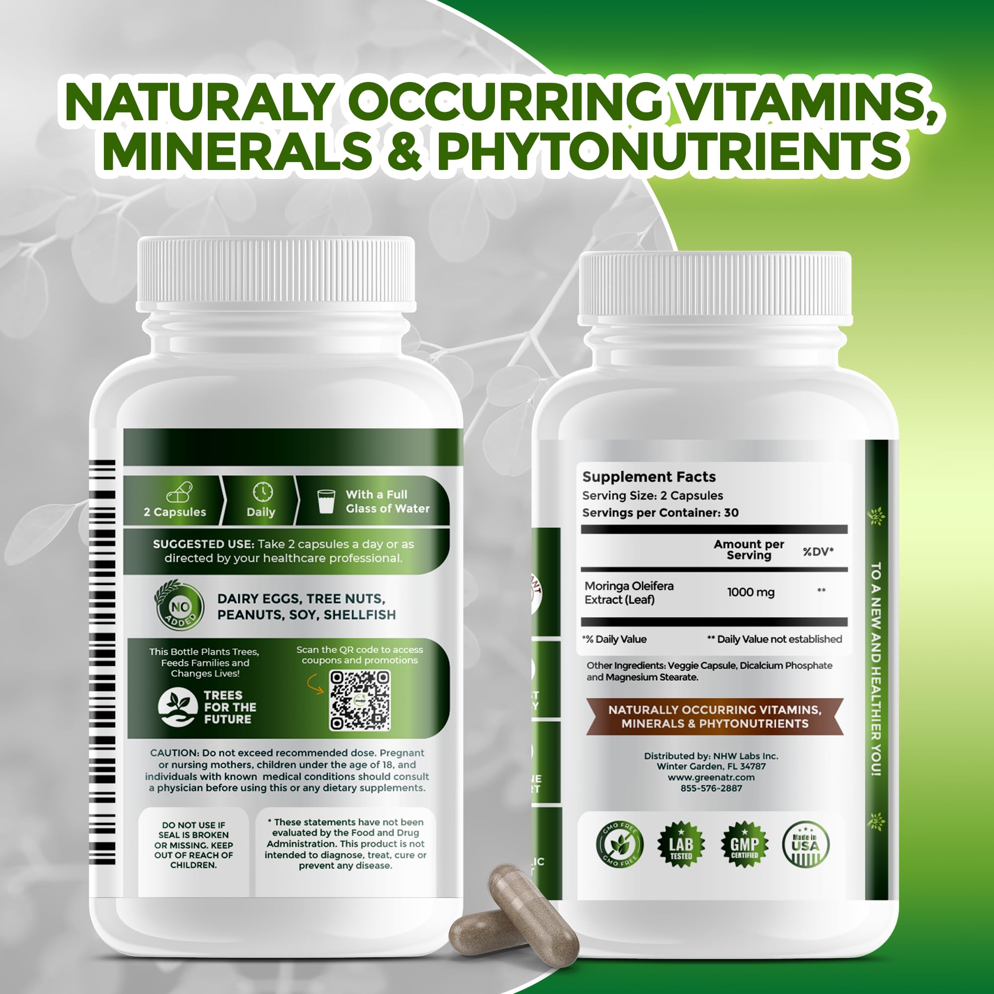 GreeNatr Moringa Oleifera Capsules 500mg nutritional information