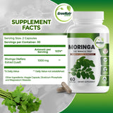 GreeNatr Moringa Oleifera Capsules 500mg on a wooden table