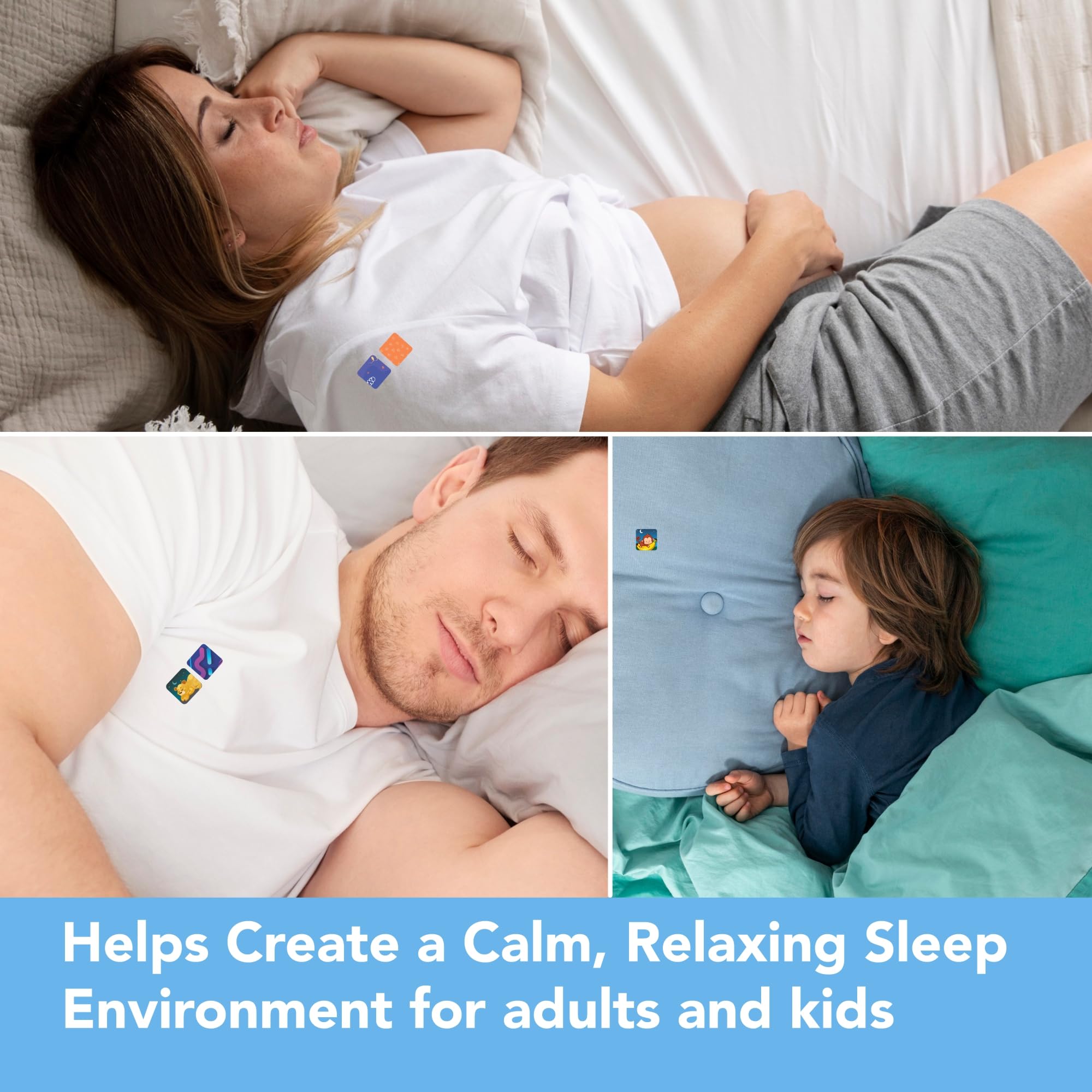 Greenbase Sleep Patches displayed on a bed with blankets