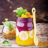 Greenbow Organic Bee Pollen 5g in a bowl with fresh fruits