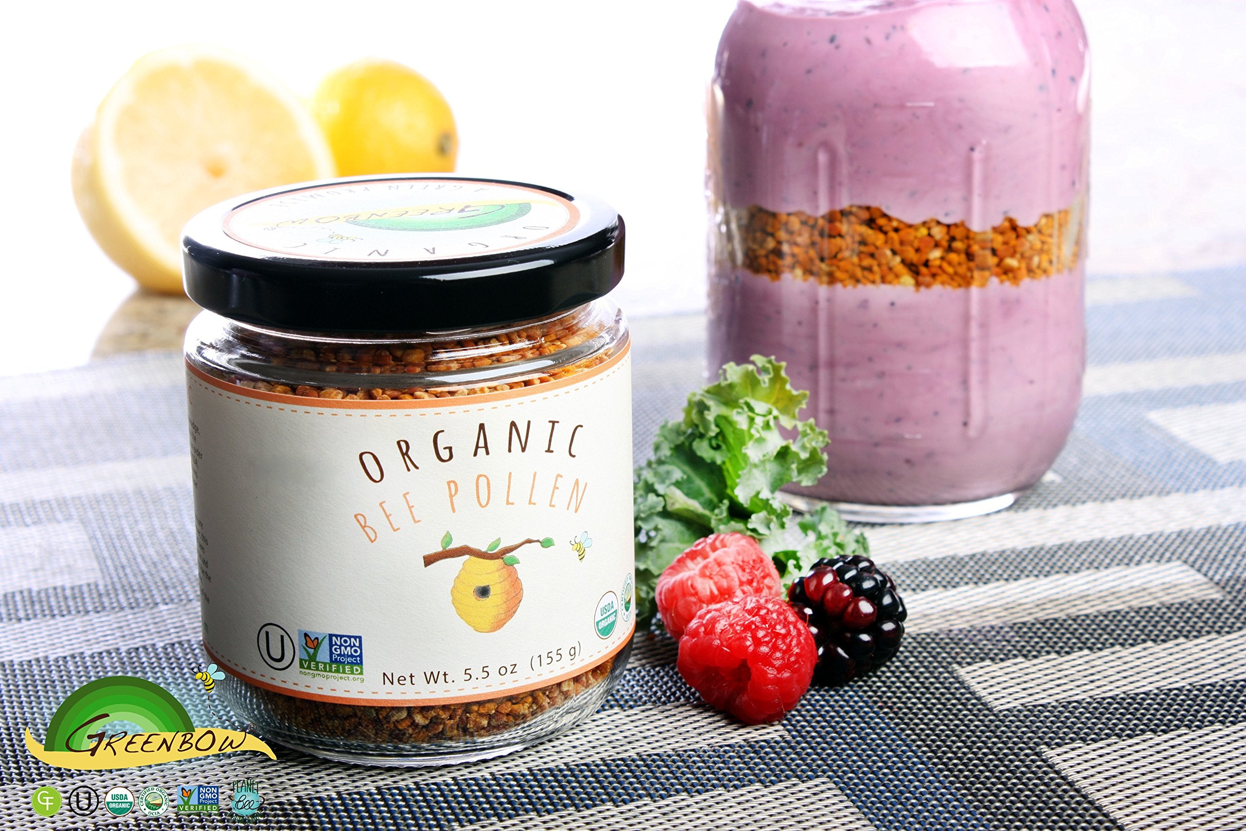 Greenbow Organic Bee Pollen mixed with yogurt