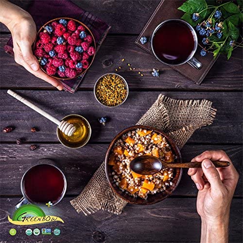 Greenbow Organic Bee Pollen on a breakfast table with yogurt