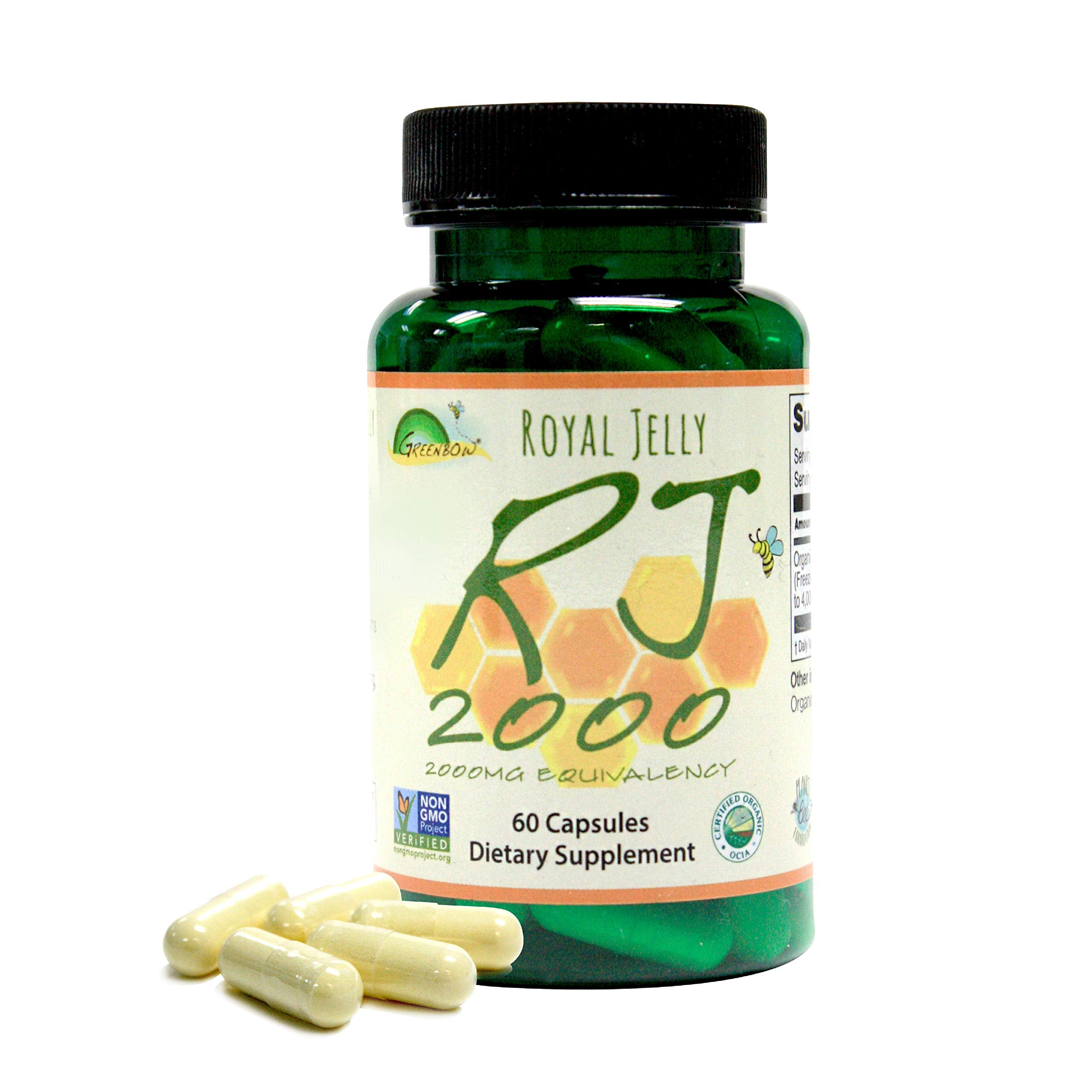Greenbow Organic Royal Jelly Capsules 2000mg front view