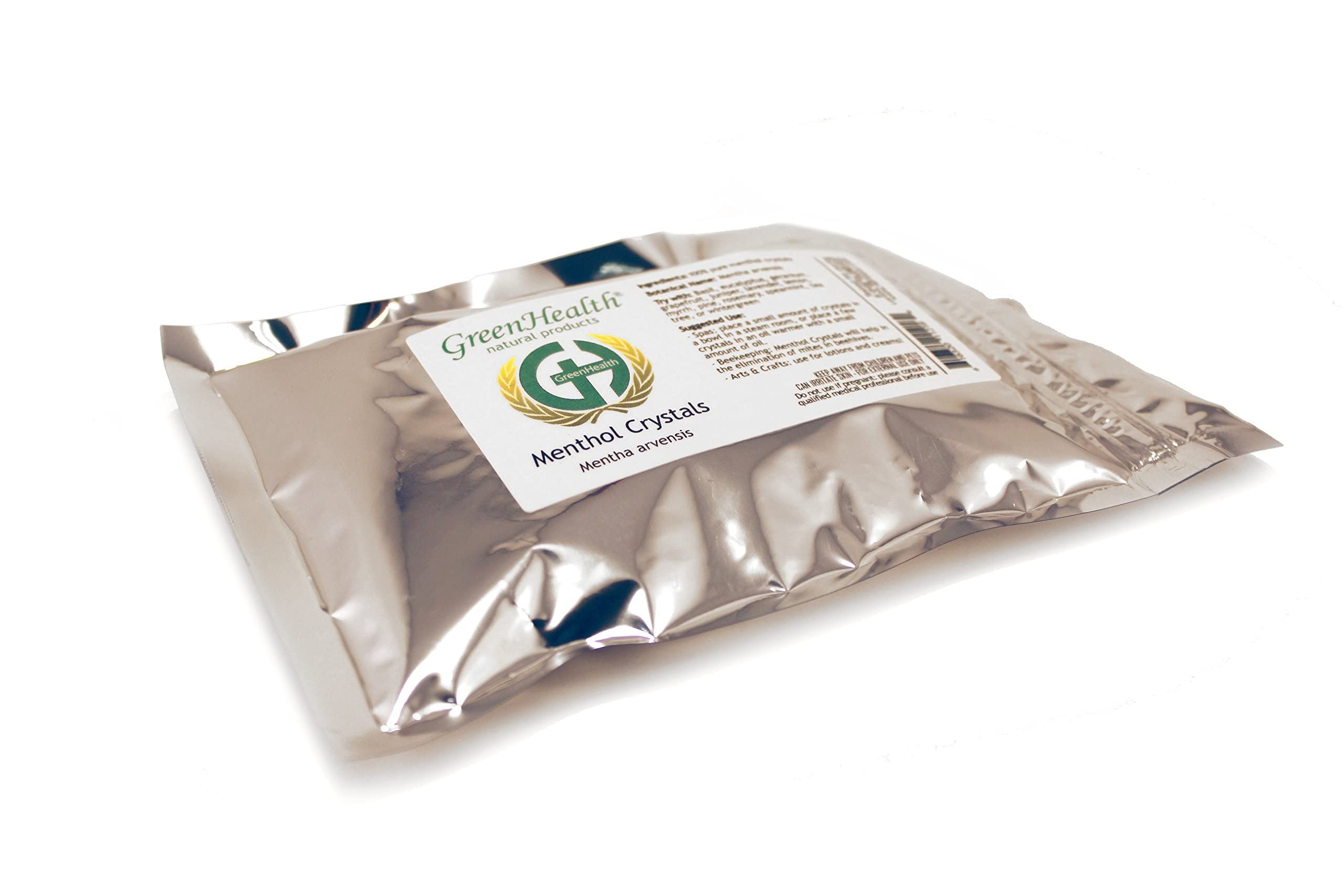 GreenHealth Menthol Crystals 1lb side view with zipper-top closure