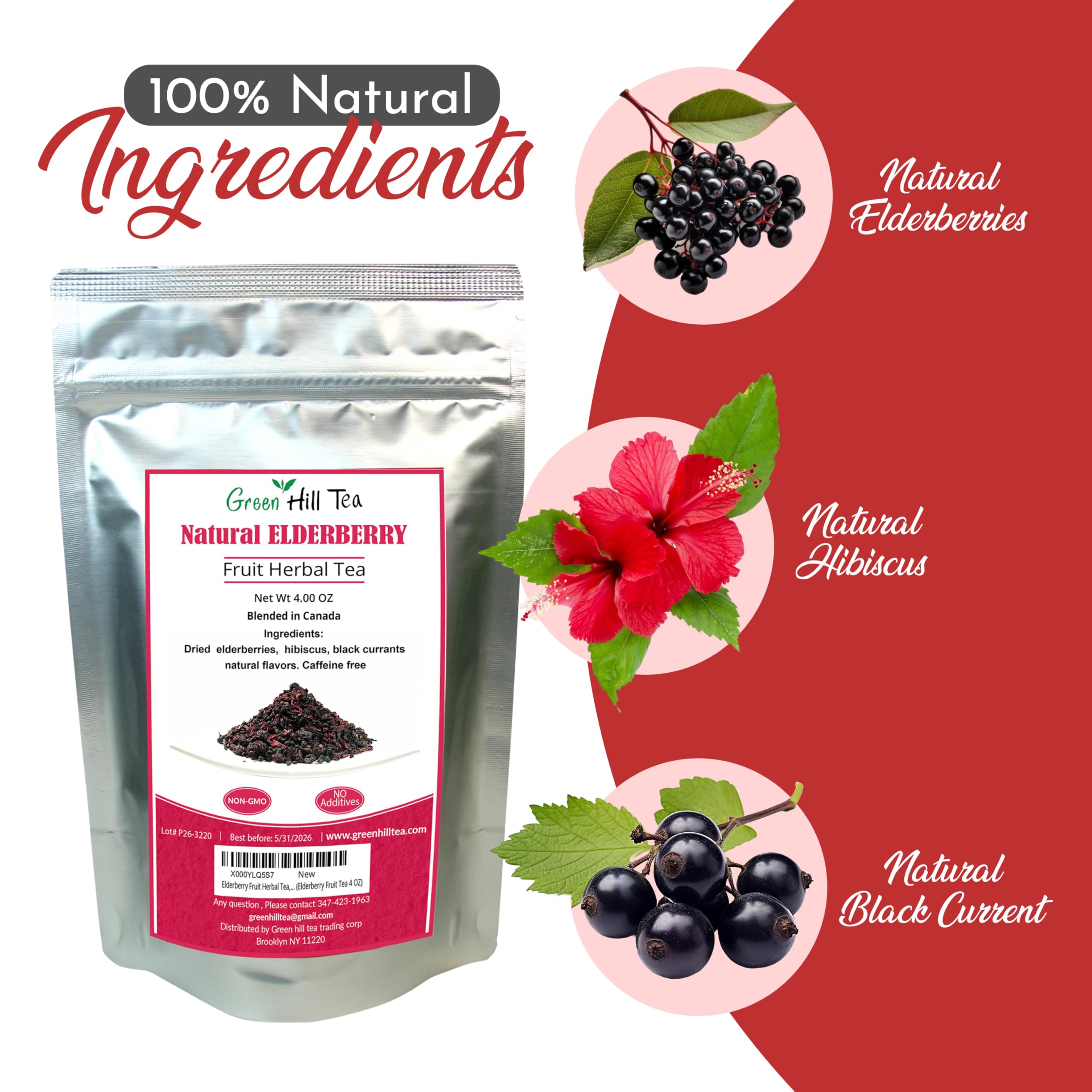 Greenhilltea Elderberry Fruit Tea Blend 113g packaging