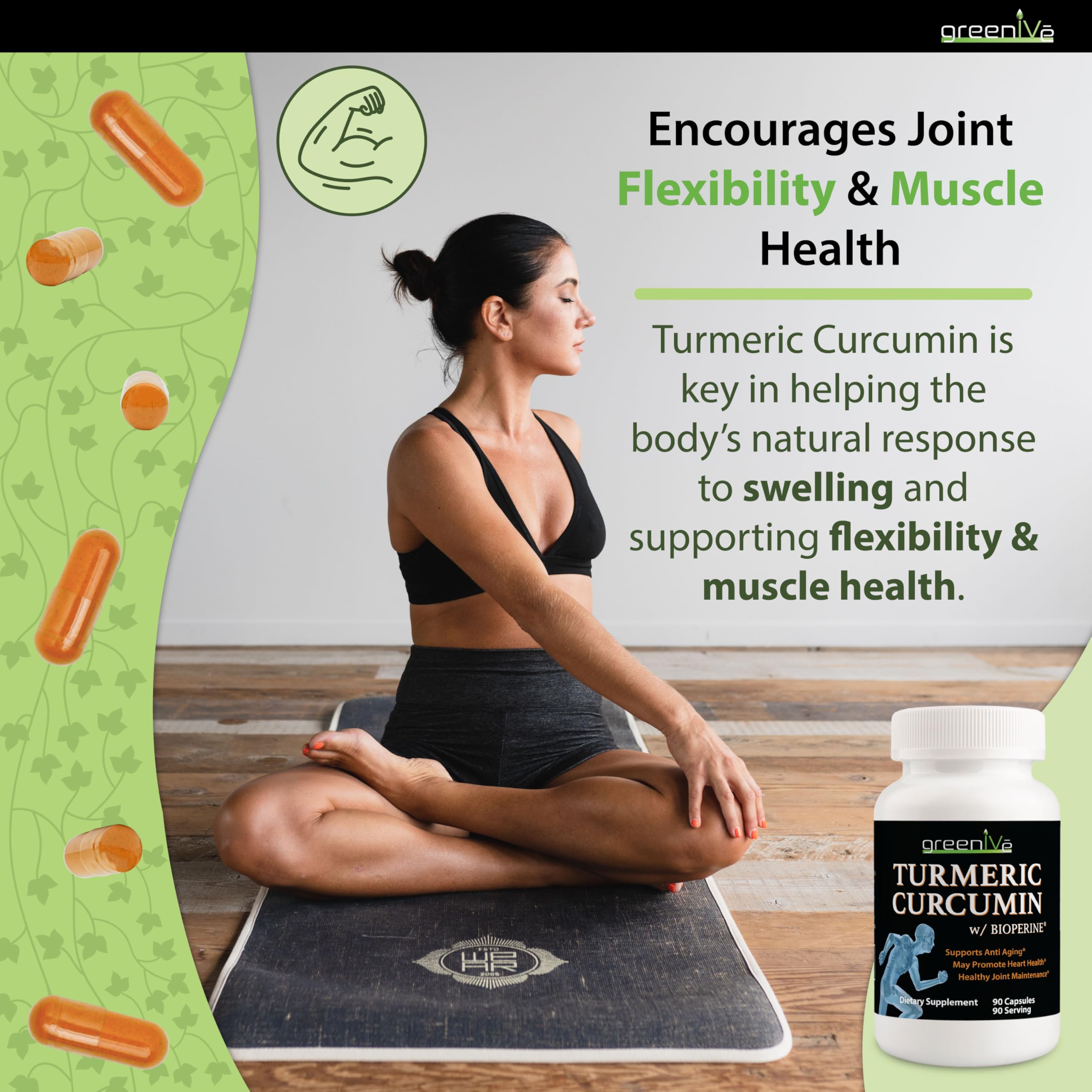 GreenIVe Turmeric Curcumin Complex 1500mg bottle side view