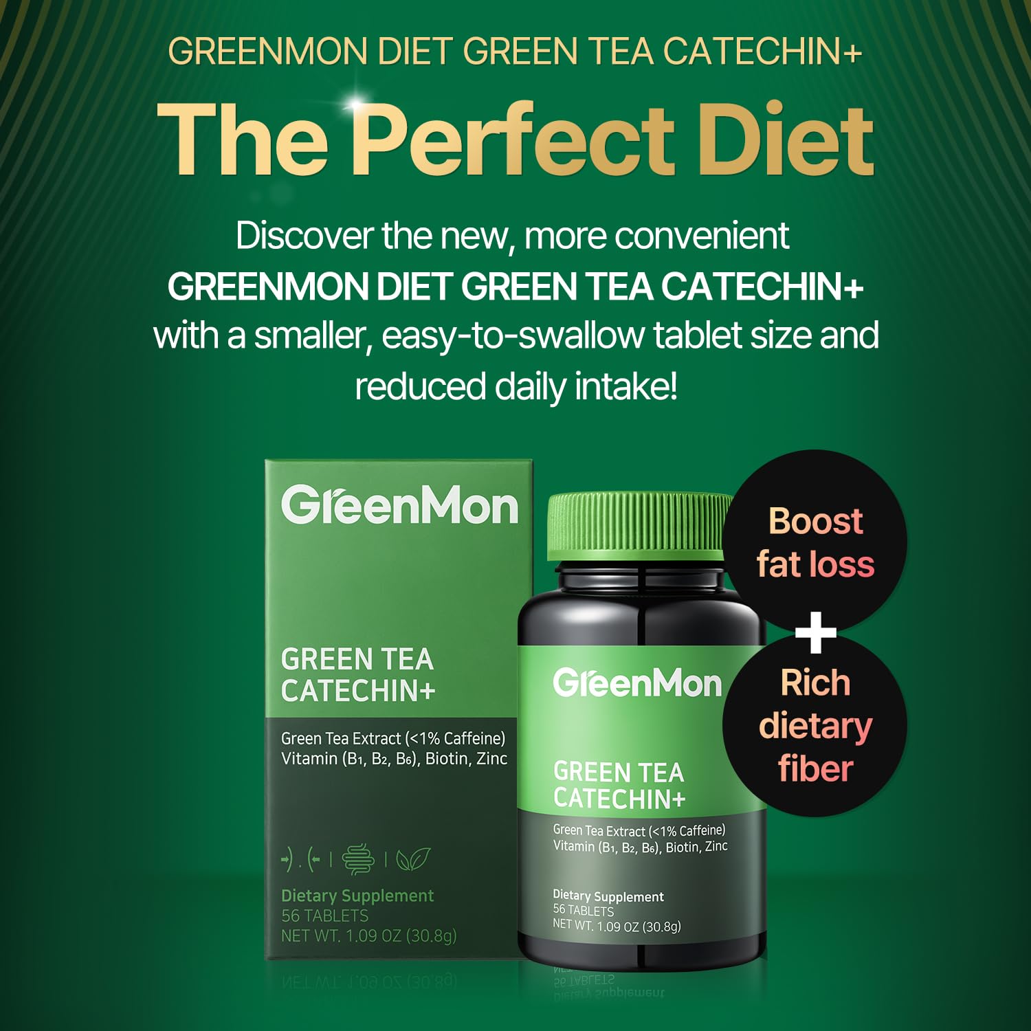 GREENMON Green Tea with Aloe Vera Extract side view showing packaging