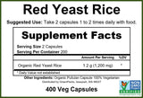 GreenPacks Organic Red Yeast Rice 381g back view with ingredients