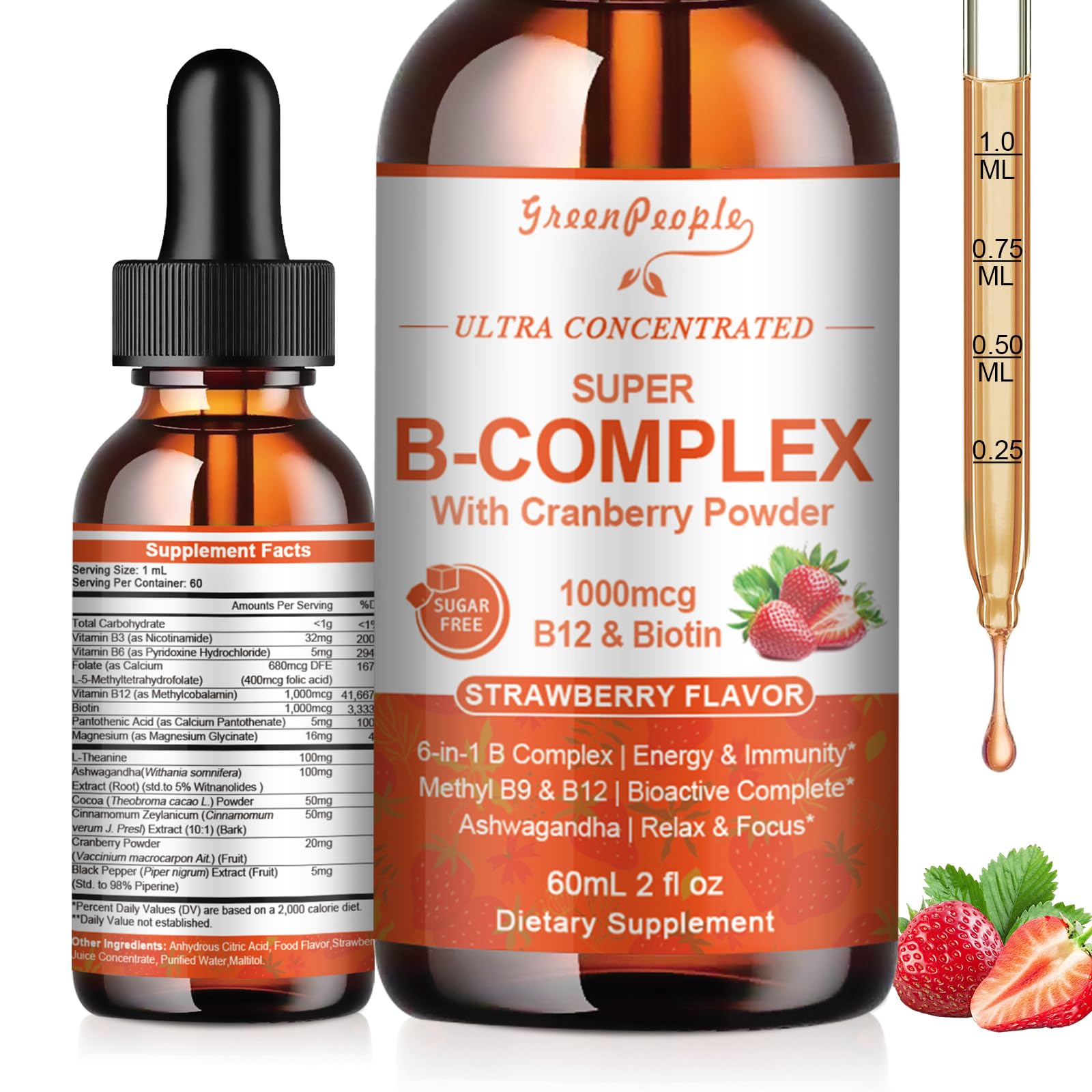 GREENPEOPLE B-Complex Liquid Supplement front view with label