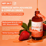 GREENPEOPLE B-Complex Liquid Supplement showing natural strawberry flavour
