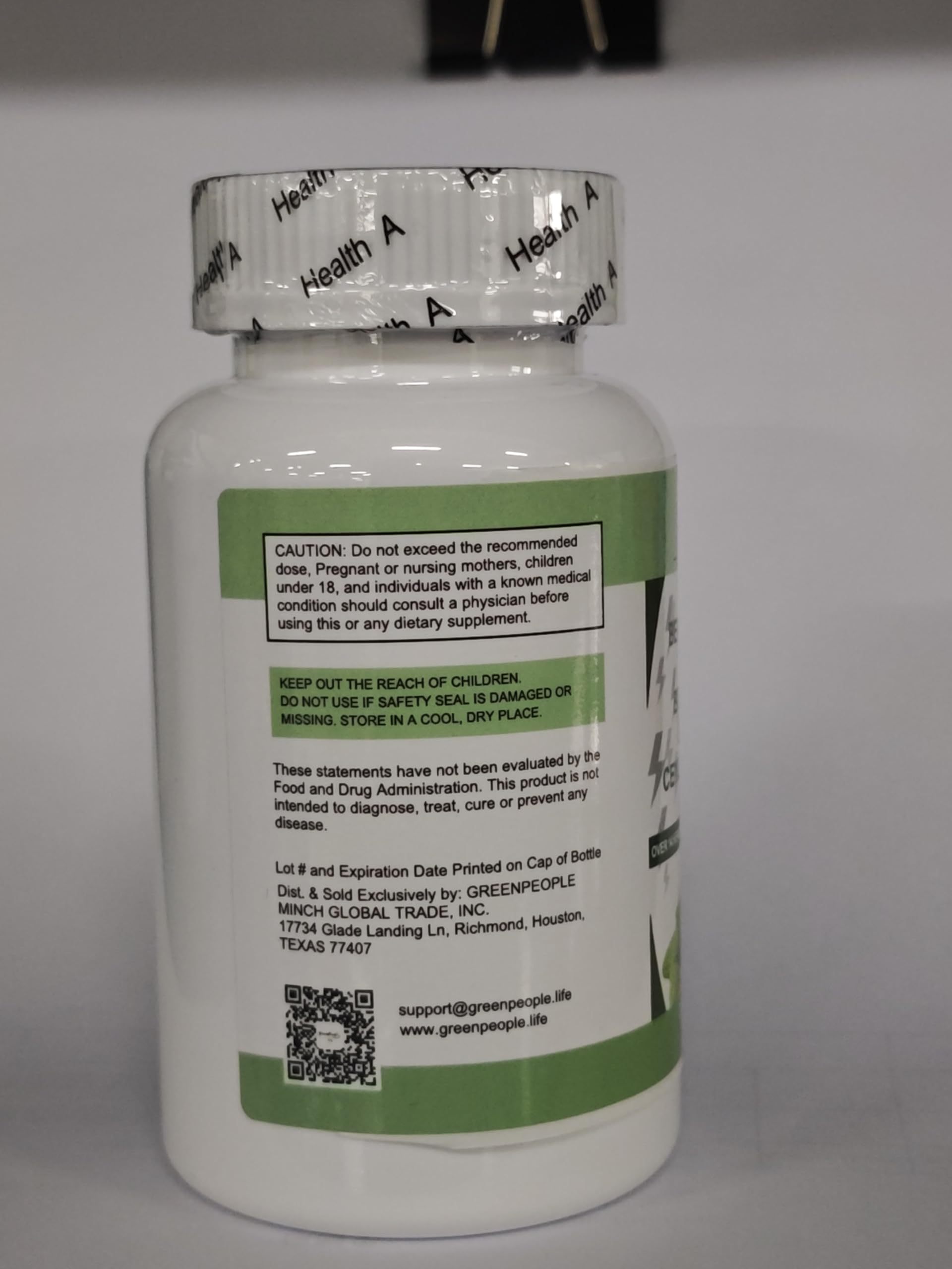 GREENPEOPLE Berberine Capsules 1500mg side view with label
