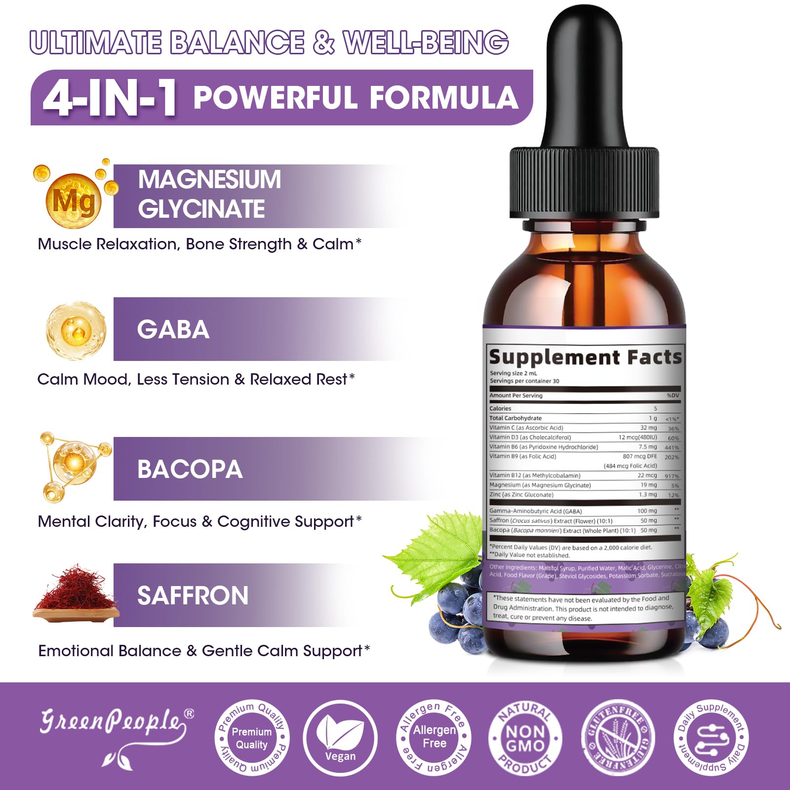 GREENPEOPLE Magnesium Complex Liquid 145g side view
