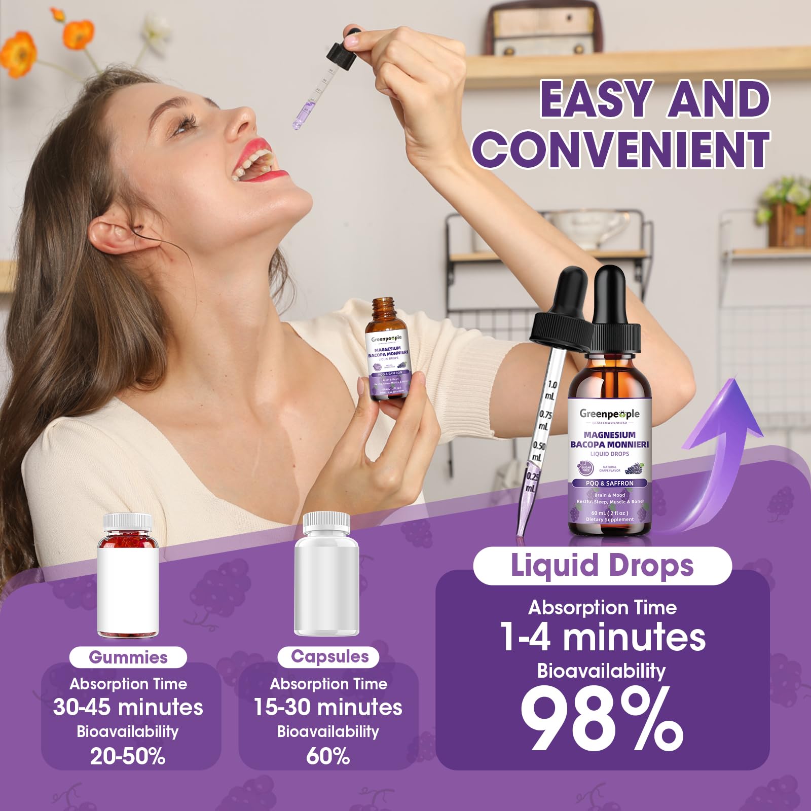 GREENPEOPLE Magnesium Complex Liquid 145g with a measuring spoon
