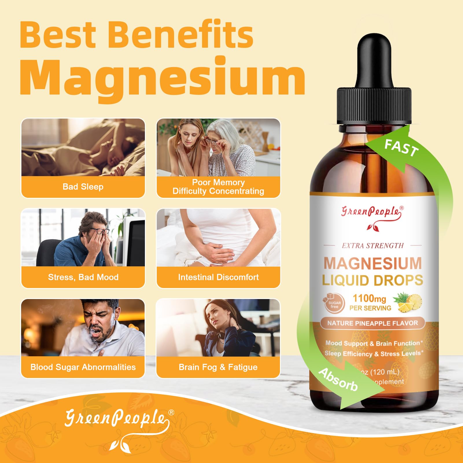 GREENPEOPLE Magnesium Drops with measuring cap