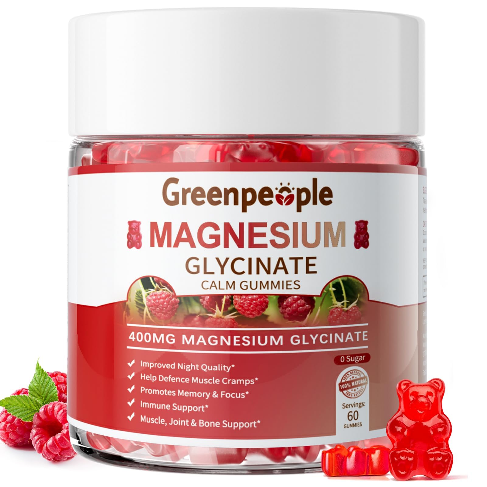 GREENPEOPLE Magnesium Glycinate Gummies front view