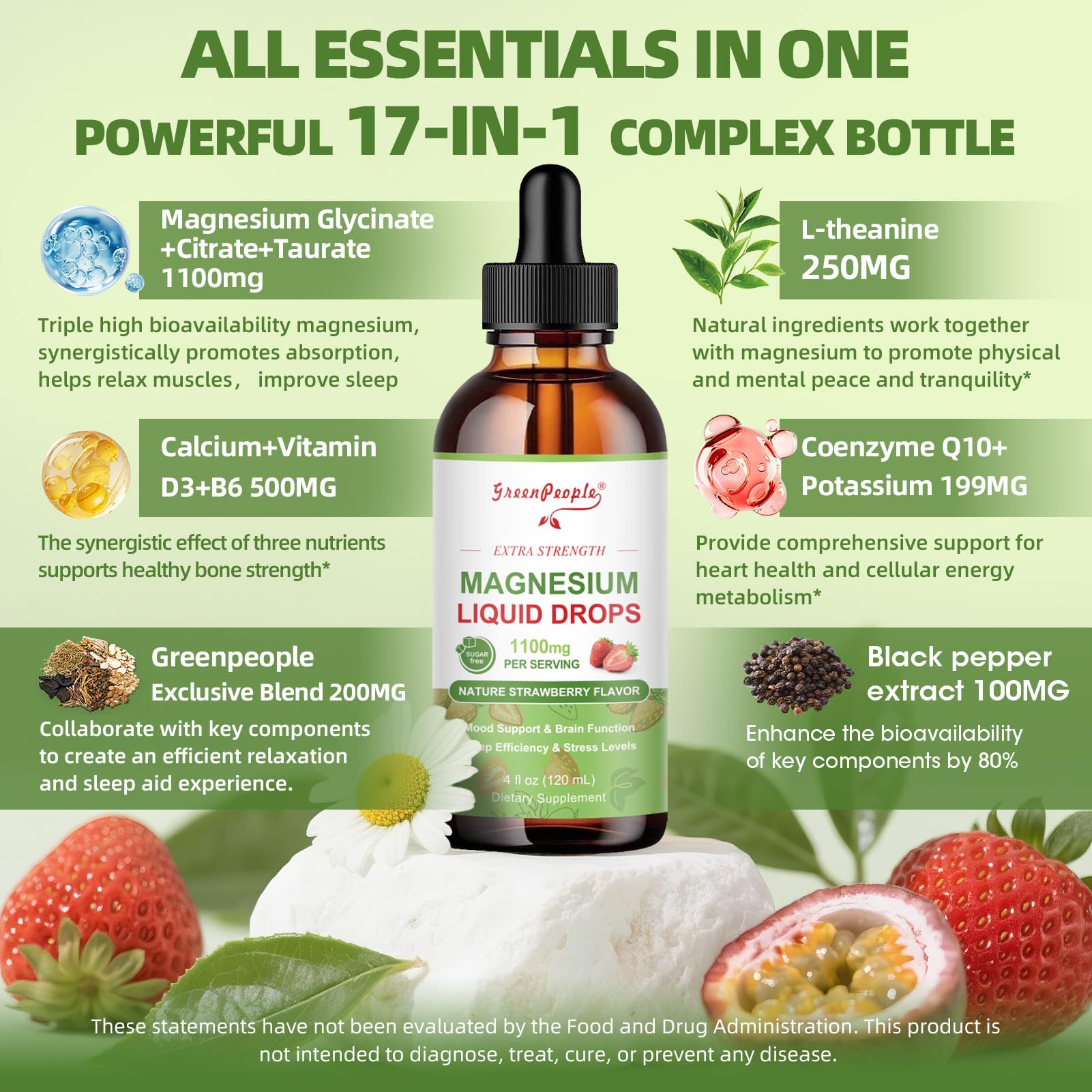 GREENPEOPLE Magnesium Liquid Drops back view showing ingredients