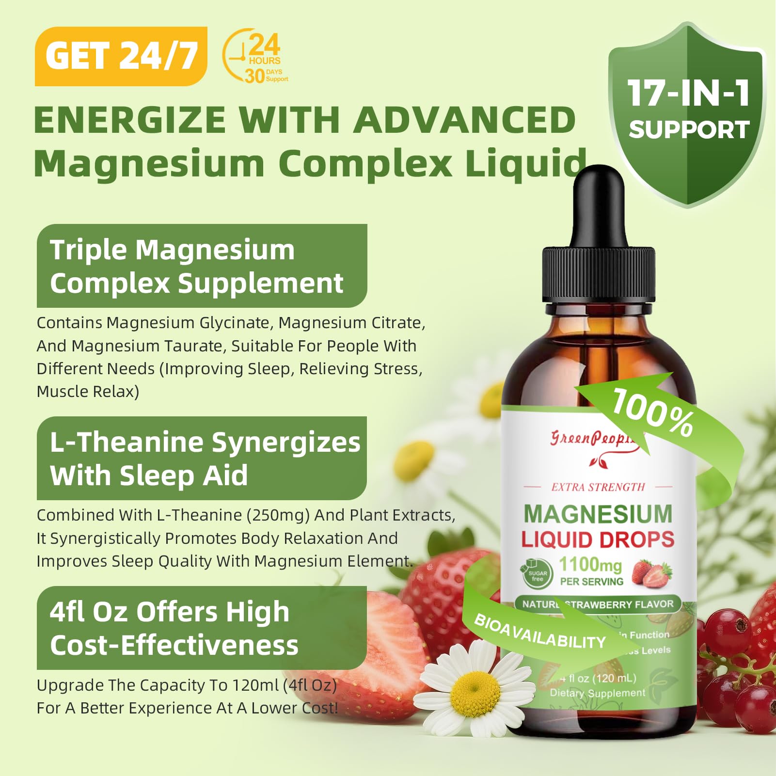 GREENPEOPLE Magnesium Liquid Drops bottle with label