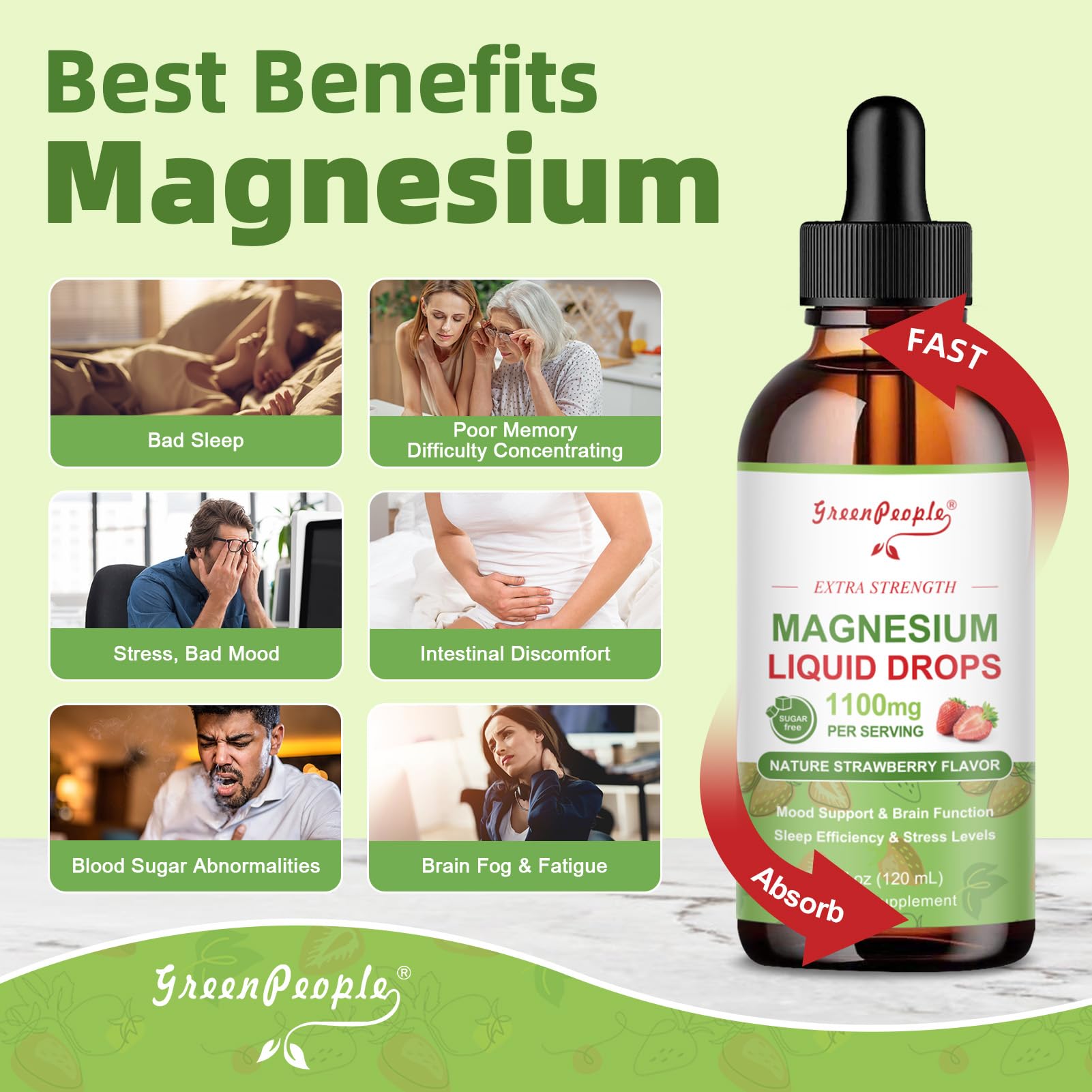 GREENPEOPLE Magnesium Liquid Drops with measuring spoon